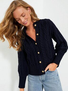 Tuckernuck Navy Cotton Colette Cardigan - Size Medium